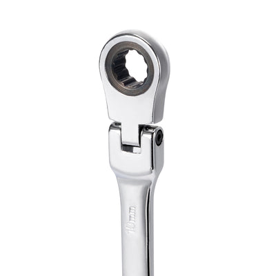 Harfington Metric Box Open Ended Flex-Head Ratchet Combination Wrench Polish Chrome Finish, Cr-V