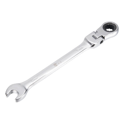 Harfington Metric Box Open Ended Flex-Head Ratchet Combination Wrench Polish Chrome Finish, Cr-V