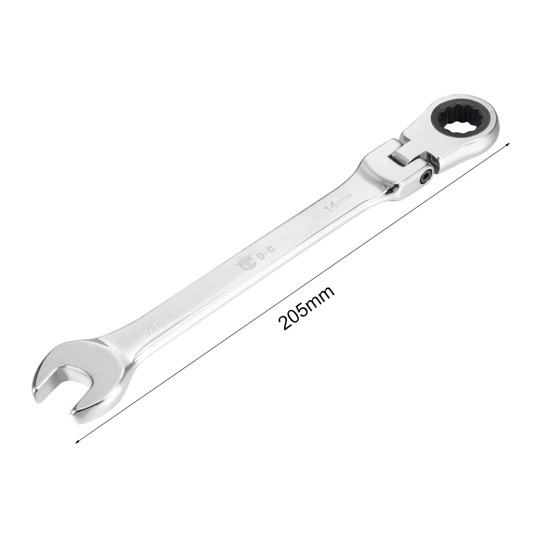 Harfington Metric Box Open Ended Flex-Head Ratchet Combination Wrench Polish Chrome Finish, Cr-V