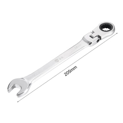 Harfington Metric Box Open Ended Flex-Head Ratchet Combination Wrench Polish Chrome Finish, Cr-V