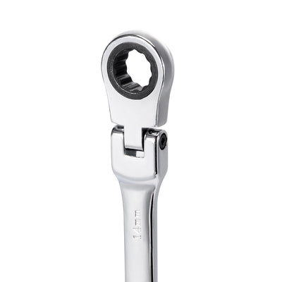 Harfington Metric Box Open Ended Flex-Head Ratchet Combination Wrench Polish Chrome Finish, Cr-V