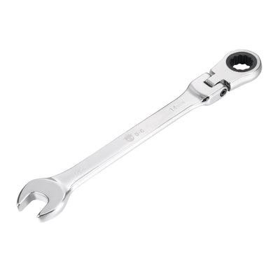 Harfington Metric Box Open Ended Flex-Head Ratchet Combination Wrench Polish Chrome Finish, Cr-V