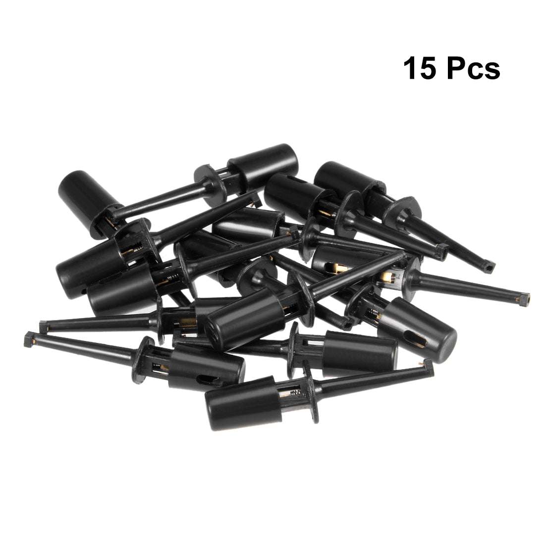 Harfington 15 Pcs 42mm Length Test Hook Clip Solderable for Multimeters PCB Tester Grabber Black
