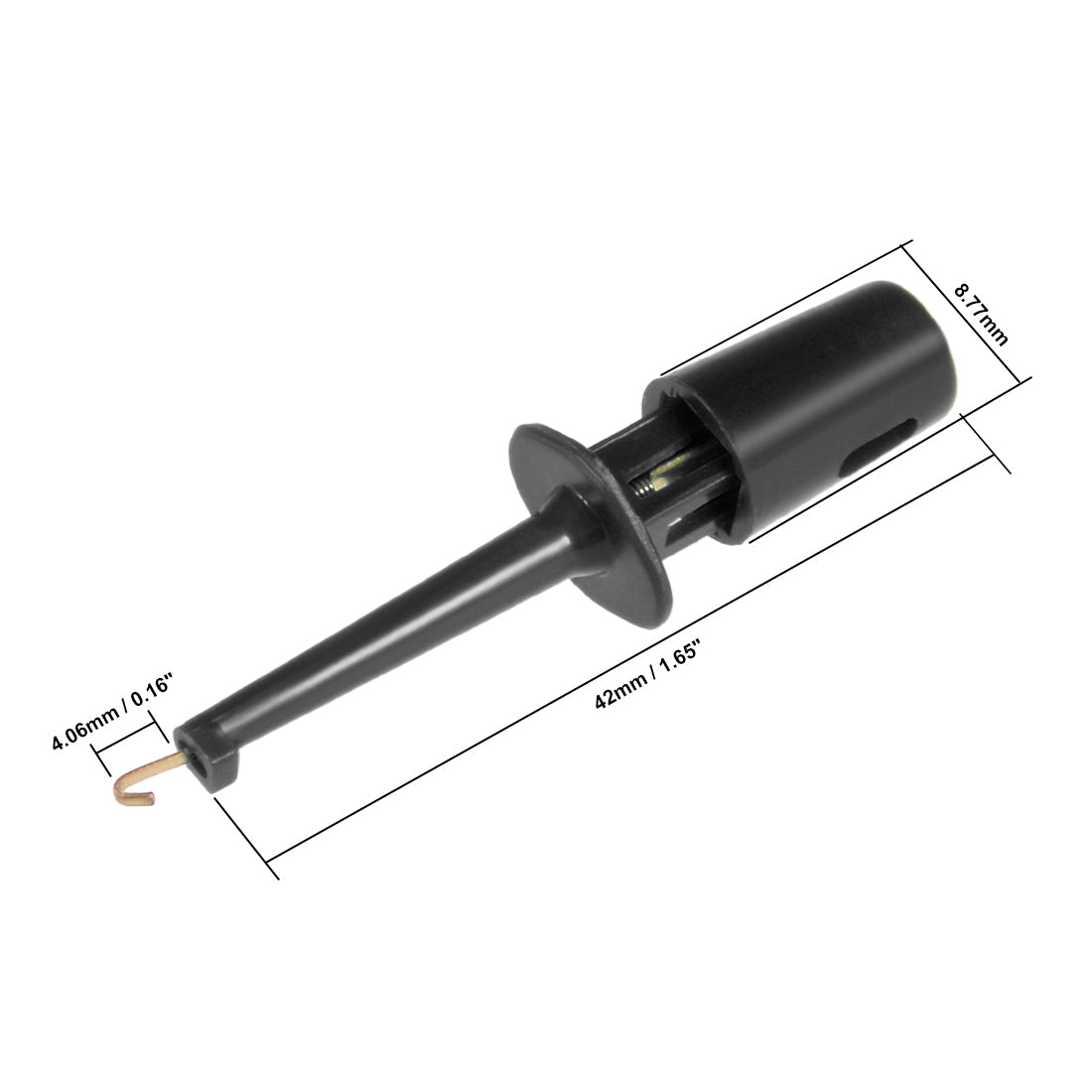 Harfington 15 Pcs 42mm Length Test Hook Clip Solderable for Multimeters PCB Tester Grabber Black