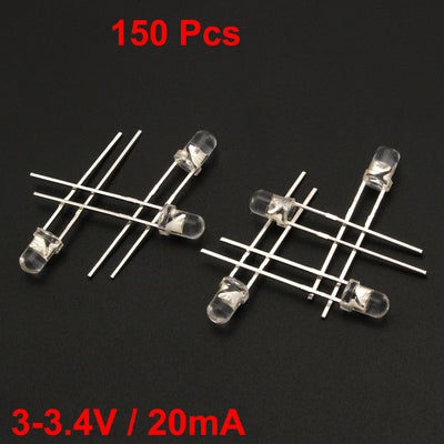 Harfington 150pcs LED Diode Lights Clear Round 20mA Super Bright Light Emitting Diodes