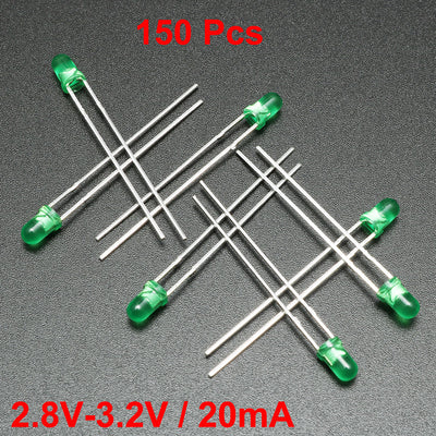 Harfington 150pcs 3mm LED Diode Light Colored Len Diffused Round 20mA Light Emitting Diodes