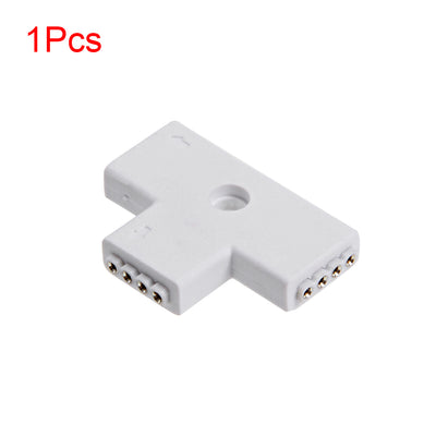 Harfington 0-5A T Type Push in 3 Port Adapter Connector 4 Pin Fit 5050 RGB LED Chip with 10mm Strip