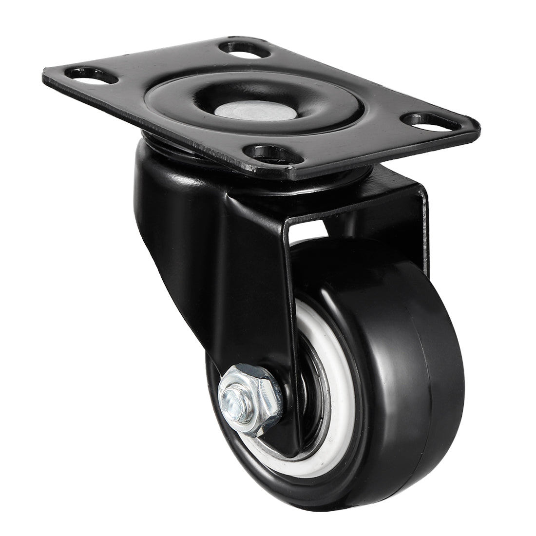 Harfington Swivel Caster Wheels Polyurethane with 360 Degree Top Plate LBS Capacity for Furniture Carts Workbench, Black, Pack of 2