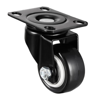 Harfington Swivel Caster Wheels Polyurethane with 360 Degree Top Plate LBS Capacity for Furniture Carts Workbench, Black, Pack of 2