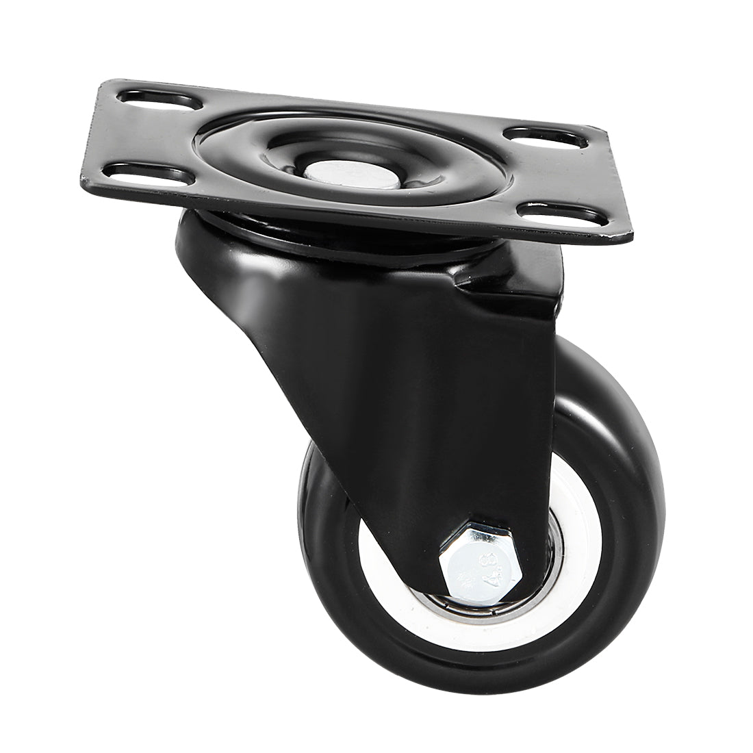 Harfington Swivel Caster Wheels Polyurethane with 360 Degree Top Plate LBS Capacity for Furniture Carts Workbench, Black, Pack of 2