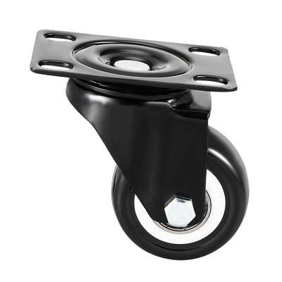 Harfington Swivel Caster Wheels Polyurethane with 360 Degree Top Plate LBS Capacity for Furniture Carts Workbench, Black, Pack of 2
