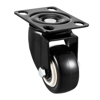 Harfington Swivel Caster Wheels Polyurethane with 360 Degree Top Plate LBS Capacity for Furniture Carts Workbench, Black, Pack of 2