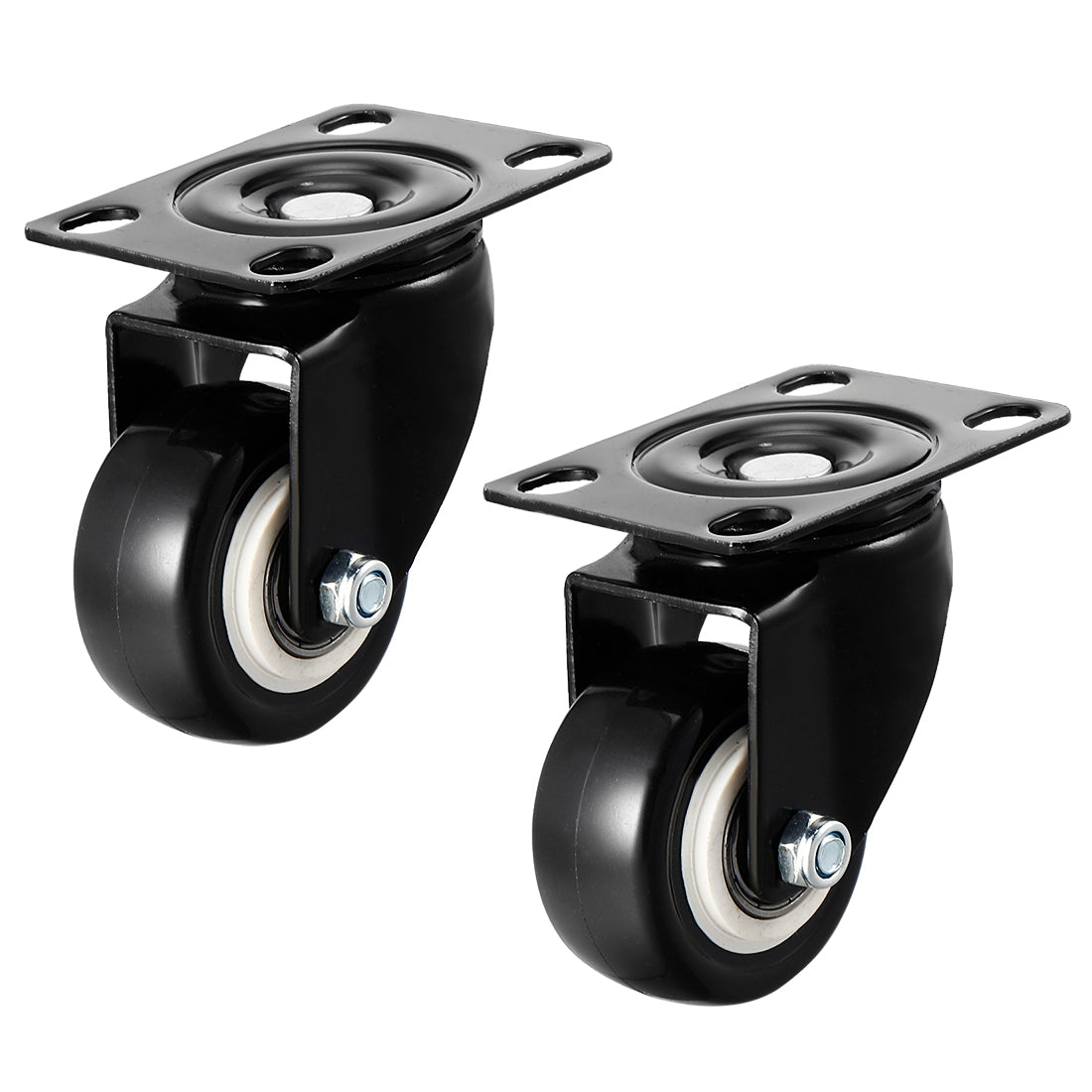 Harfington Swivel Caster Wheels Polyurethane with 360 Degree Top Plate LBS Capacity for Furniture Carts Workbench, Black, Pack of 2