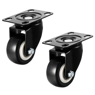 Harfington Swivel Caster Wheels Polyurethane with 360 Degree Top Plate LBS Capacity for Furniture Carts Workbench, Black, Pack of 2