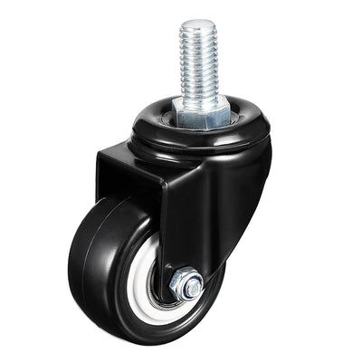 Harfington 1.5 Inch Swivel Caster Wheels PU 360 Degree Threaded Stem Caster Wheel, M10 x 15mm, 110lb Capacity