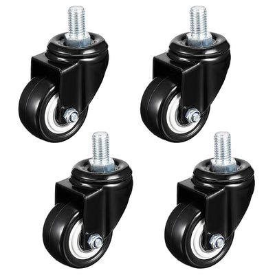 Harfington 4 Pcs 1.5 Inch Swivel Caster Wheels PU 360 Degree Threaded Stem Caster Wheel, M10 x 15mm, 110lb Capacity