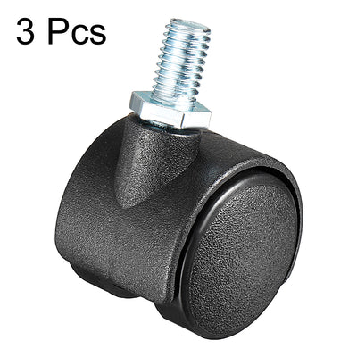 Harfington 3 Pcs 1.15 Inch Swivel Caster Wheels Nylon 360 Degree Threaded Stem Caster Wheel, M8 x 13mm, 22lb Capacity