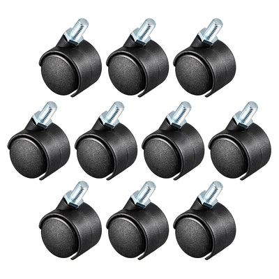 Harfington 10 Pcs 1.15 Inch Swivel Caster Wheels Nylon 360 Degree Threaded Stem Caster Wheel, M8 x 13mm, 22lb Capacity