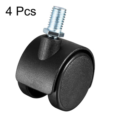 Harfington 4 Pcs 1.5 Inch Swivel Caster Wheels Nylon 360 Degree M8 x 13mm Threaded Stem Caster Wheel  , 33lb Capacity