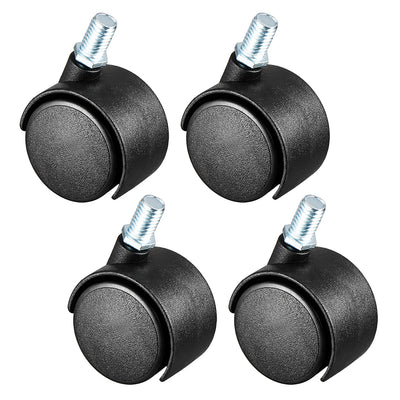 Harfington 4 Pcs 1.5 Inch Swivel Caster Wheels Nylon 360 Degree M8 x 13mm Threaded Stem Caster Wheel  , 33lb Capacity
