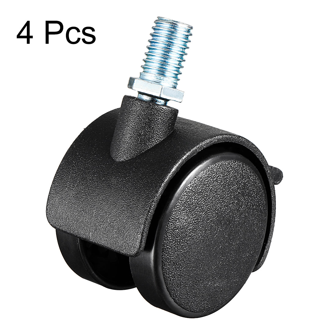Harfington 4 Pcs 1.5 Inch Swivel Caster Wheels Nylon 360 Degree Threaded Stem Caster Wheel with Brake, M8 x 15mm, 33lb Capacity
