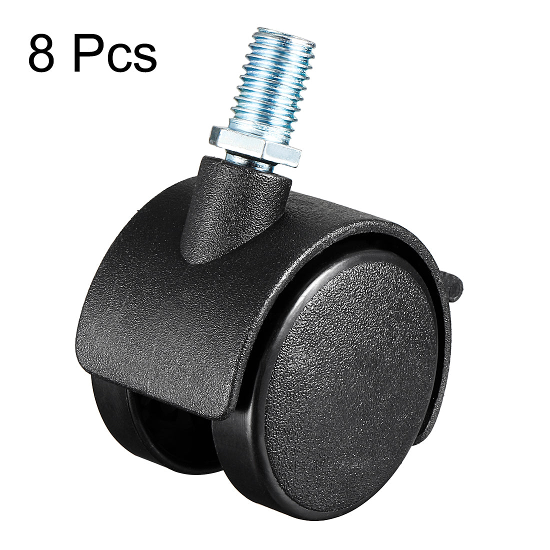 Harfington 8 Pcs 1.5 Inch Swivel Caster Wheels Nylon 360 Degree Threaded Stem Caster Wheel with Brake, M10 x 15mm, 33lb Capacity