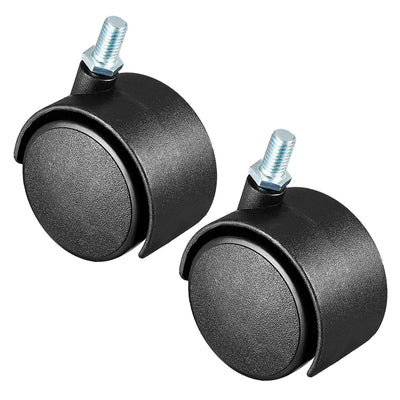 Harfington 2 Pcs 2 Inch Swivel Caster Wheels Nylon 360 Degree Threaded Stem Caster Wheel, M8 x 15mm, 39lb Capacity