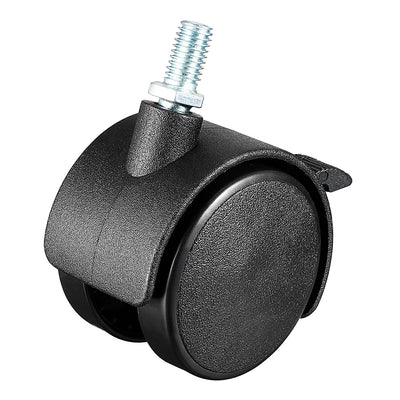 Harfington 2 Inch Swivel Caster Wheels Nylon 360 Degree Threaded Stem Caster Wheel with Brake, M8 x 15mm, 39lb Capacity