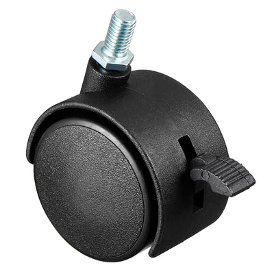 Harfington 2 Inch Swivel Caster Wheels Nylon 360 Degree Threaded Stem Caster Wheel with Brake, M8 x 15mm, 39lb Capacity
