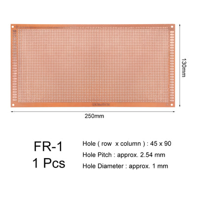 Harfington 13x25cm Single Sided Universal Paper Printed Circuit Board for DIY Soldering Brown 1pcs
