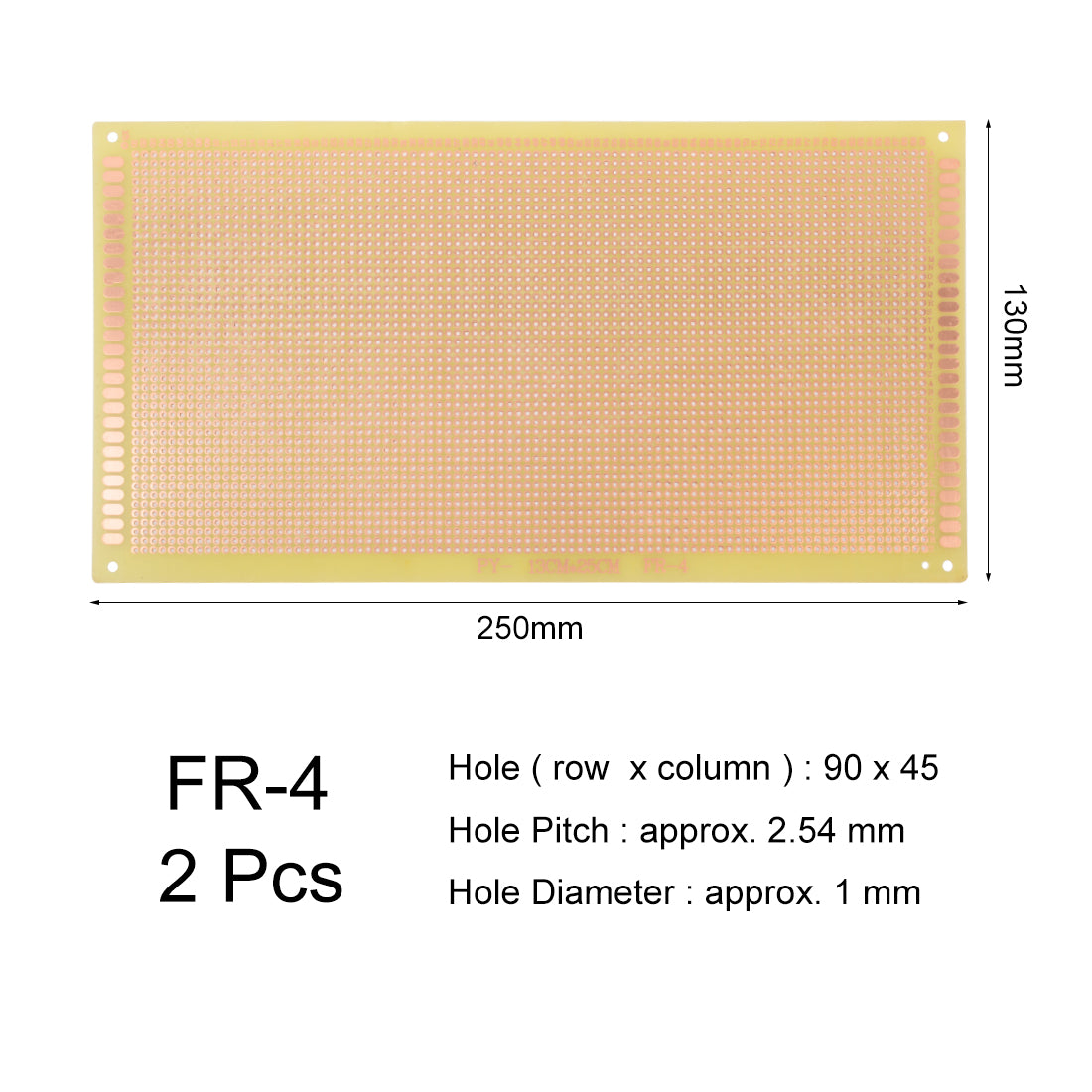 Harfington 130x250mm Single Sided Universal Printed Circuit Board for Soldering 2pcs