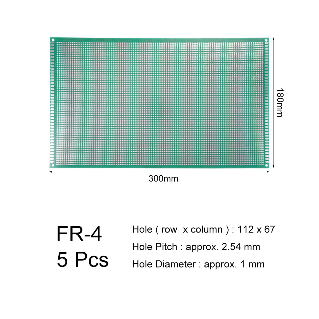 Harfington 18x30cm Single Sided Universal Printed Circuit Board for DIY Soldering 5pcs