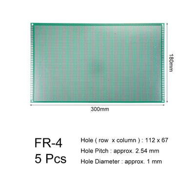 Harfington 18x30cm Single Sided Universal Printed Circuit Board for DIY Soldering 5pcs