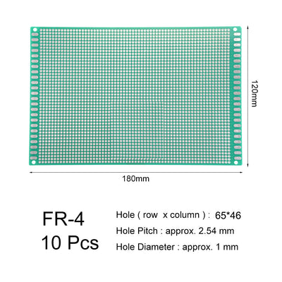 Harfington 12x18cm Single Sided Universal Printed Circuit Board for DIY Soldering 10pcs