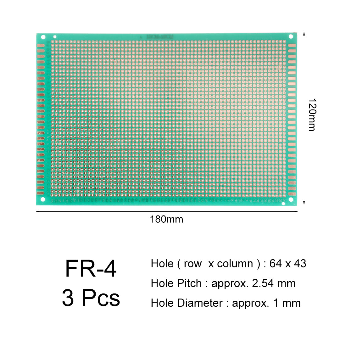 Harfington 12x18cm Single Sided Universal Printed Circuit Board for DIY Soldering 3pcs