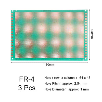 Harfington 12x18cm Single Sided Universal Printed Circuit Board for DIY Soldering 3pcs