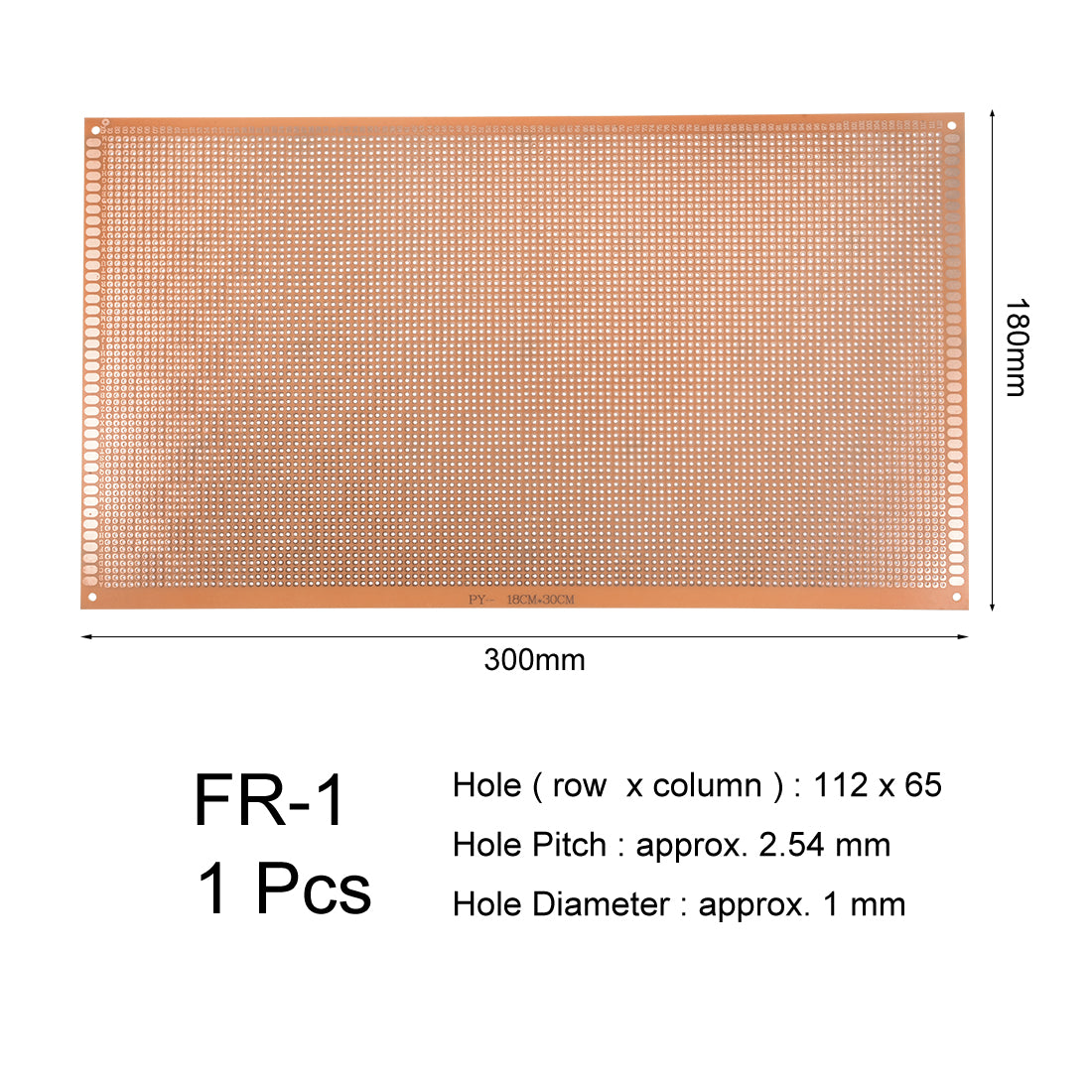 Harfington 18x30cm Single Sided Universal Paper Printed Circuit Board Thickness 1.6mm for DIY Soldering Brown 1pcs