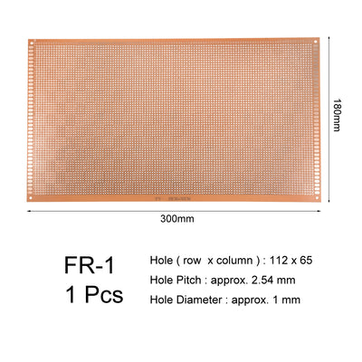 Harfington 18x30cm Single Sided Universal Paper Printed Circuit Board Thickness 1.6mm for DIY Soldering Brown 1pcs