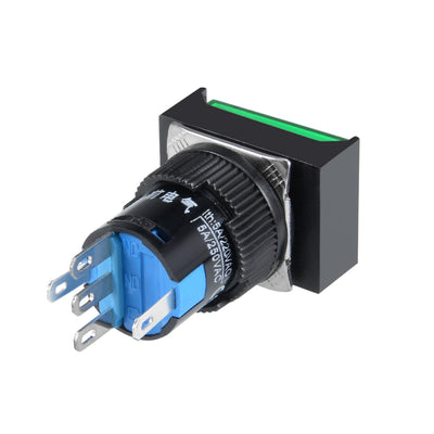 Harfington 16mm Momentary Push Button Switch Green LED Light Square Button 1 NO 1 NC Light 24V