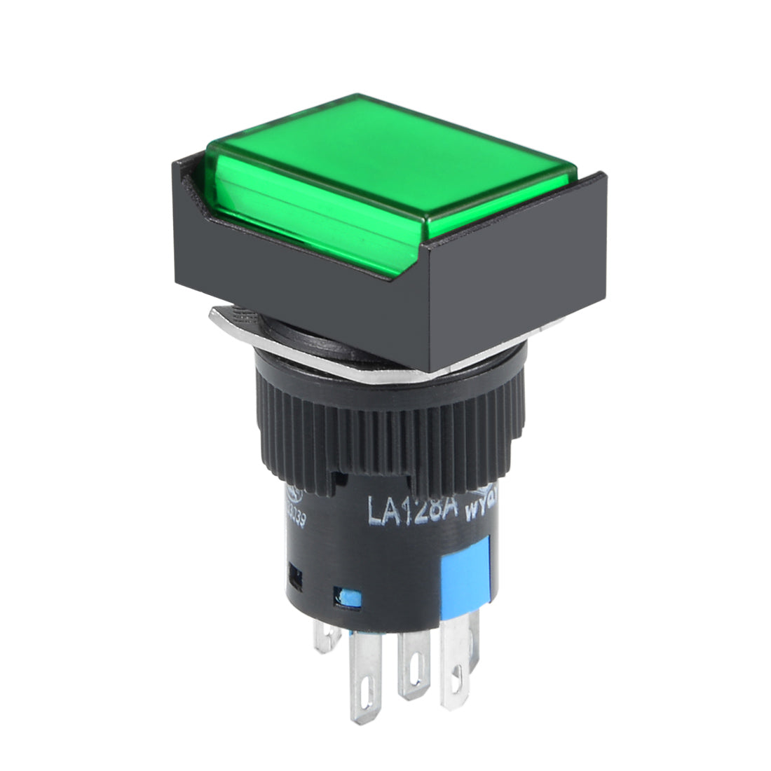 Harfington 16mm Momentary Push Button Switch Green LED Light Square Button 1 NO 1 NC Light 24V