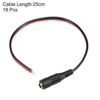 Harfington 18 Stück 5,5 mm x 2,1 mm weibliche DC-Draht-Strom-Pigtails-Adapter-Klinkenbuchsenkabel für CCTV-Überwachungskamera