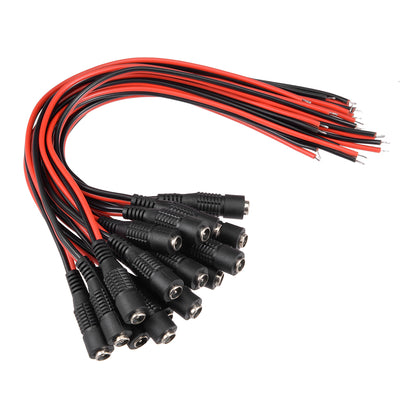 Harfington 18pcs 5.5mm x 2.1mm Female DC Wire Power Pigtails Adapter Jack Socket Cables for CCTV Security Camera