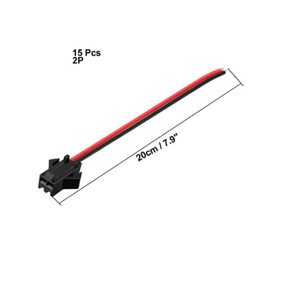 Harfington 15pcs  SM Connector 2P 2.54mm Pitch EL Wire Cable Cord Female 20cm Length