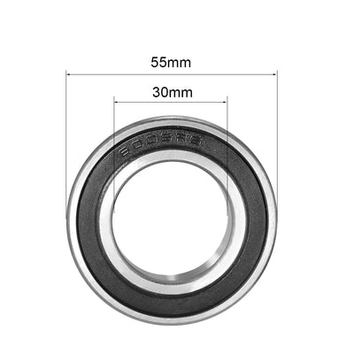 Harfington Deep Groove Ball Bearing 6006RS Single Sealed, 30mm x 55mm x 13mm Chrome Steel Bearings