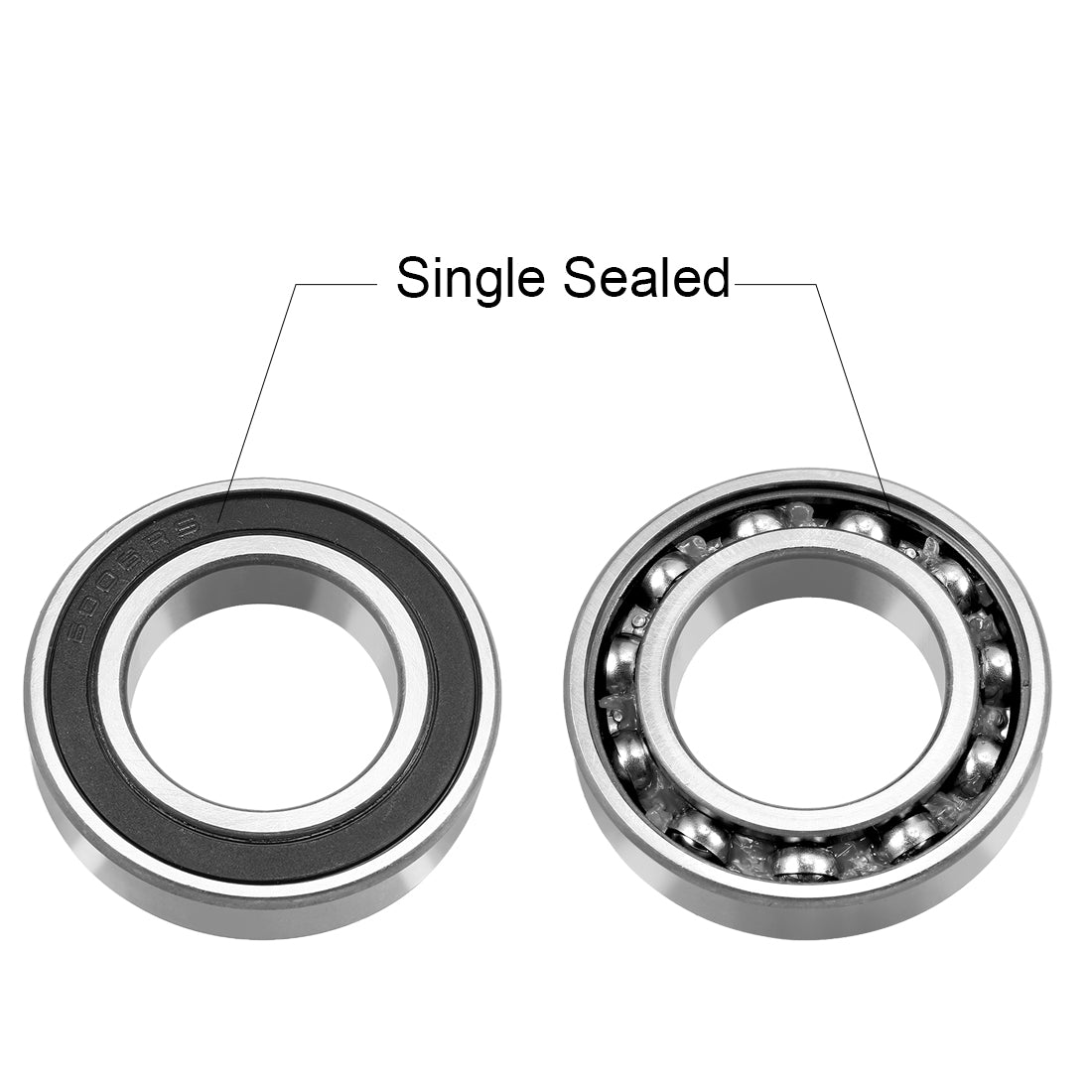Harfington Deep Groove Ball Bearing 6006RS Single Sealed, 30mm x 55mm x 13mm Chrome Steel Bearings, 3pcs