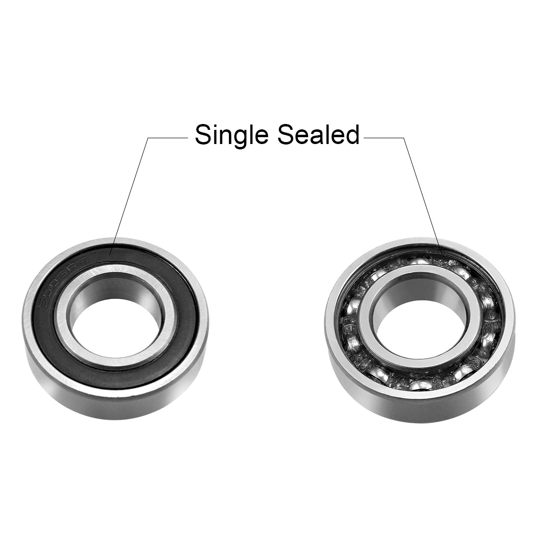 Harfington Deep Groove Ball Bearing 6003RS Single Sealed, 17mm x 35mm x 10mm Chrome Steel Bearings, 1Pack