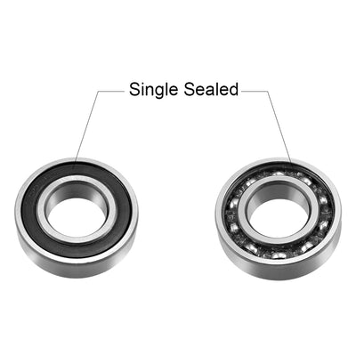Harfington Deep Groove Ball Bearing 6003RS Single Sealed, 17mm x 35mm x 10mm Chrome Steel Bearings, 1Pack