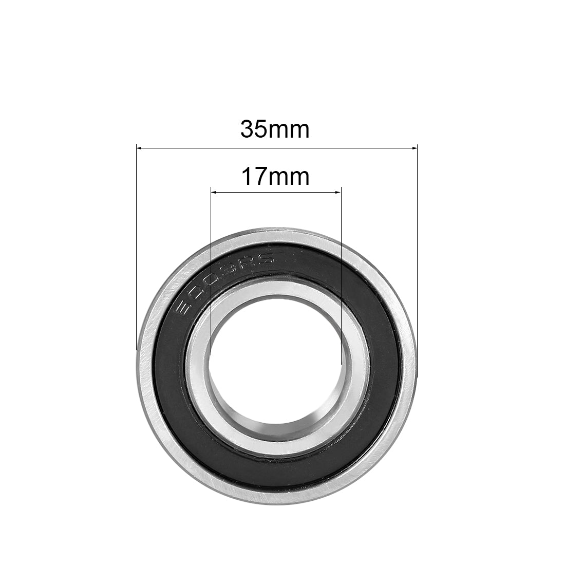 Harfington Deep Groove Ball Bearing 6003RS Single Sealed, 17mm x 35mm x 10mm Chrome Steel Bearings, 1Pack