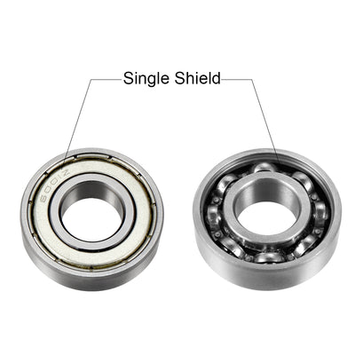 Harfington Deep Groove Ball Bearing 6001Z Single Shield, 12mmx28mmx8mm Chrome Steel Bearings 3pcs