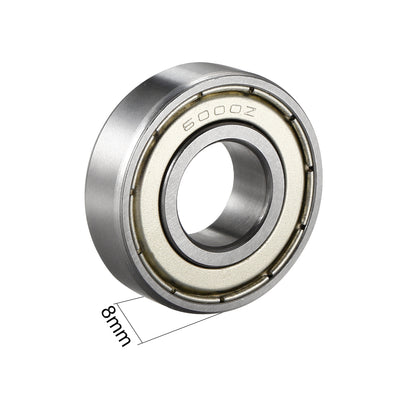Harfington Deep Groove Ball Bearing 6000Z Single Shield, 10mmx26mmx8mm Chrome Steel Bearings 10pcs